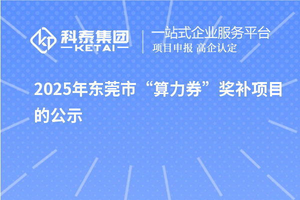 2025年東莞市“算力券”獎(jiǎng)補(bǔ)項(xiàng)目的公示