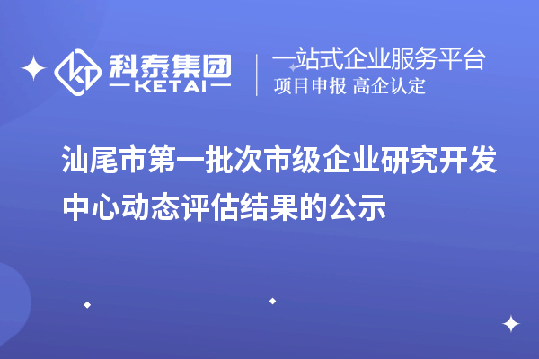 汕尾市第一批次市級企業(yè)研究開發(fā)中心動態(tài)評估結(jié)果的公示