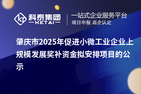 肇慶市2025年促進小微工業(yè)企業(yè)上規(guī)模發(fā)展獎補資金擬安排項目的公示
