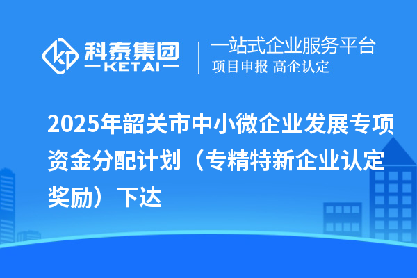 2025年韶關(guān)市中小微企業(yè)發(fā)展專項(xiàng)資金分配計(jì)劃（專精特新企業(yè)認(rèn)定獎(jiǎng)勵(lì)）下達(dá)