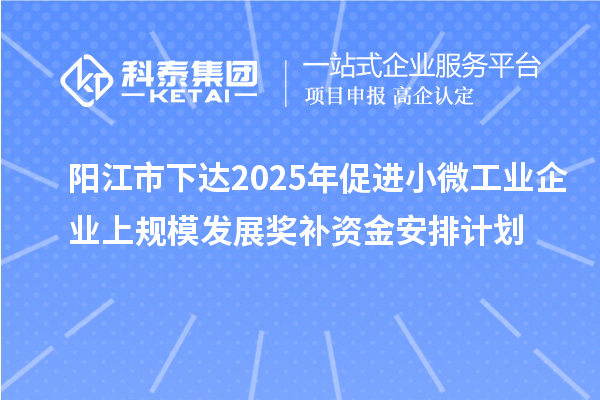 陽江市下達2025年促進小微工業(yè)企業(yè)上規(guī)模發(fā)展獎補資金安排計劃