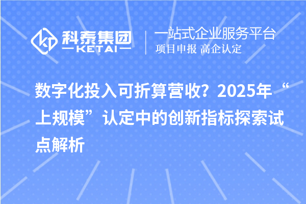 數(shù)字化投入可折算營收？2025年“上規(guī)?！闭J(rèn)定中的創(chuàng)新指標(biāo)探索試點(diǎn)解析