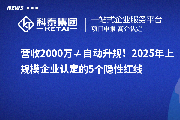 營收2000萬≠自動升規(guī)！2025年上規(guī)模企業(yè)認(rèn)定的5個隱性紅線