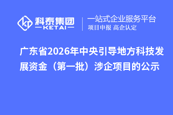 廣東省2026年中央引導地方科技發(fā)展資金（第一批）涉企項目的公示
