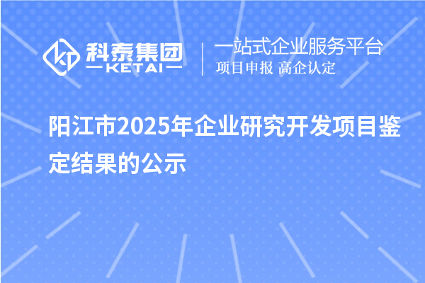 陽江市2025年企業(yè)研究開發(fā)項目鑒定結果的公示