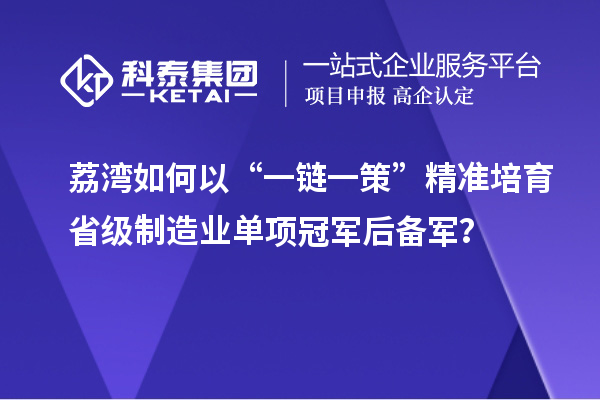 荔灣如何以“一鏈一策”精準(zhǔn)培育省級制造業(yè)單項(xiàng)冠軍后備軍？