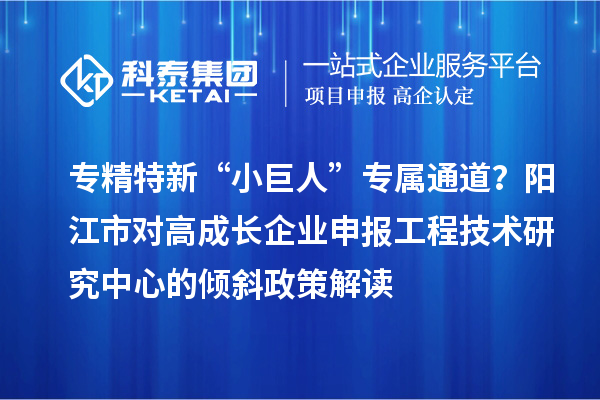 專精特新“小巨人”專屬通道？陽江市對高成長企業(yè)申報工程技術(shù)研究中心的傾斜政策解讀