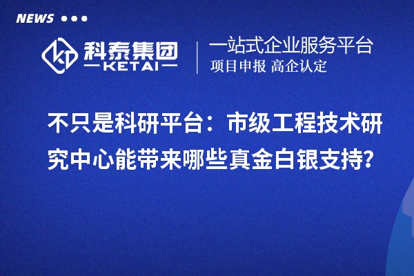 不只是科研平臺：市級工程技術研究中心能帶來哪些真金白銀支持？