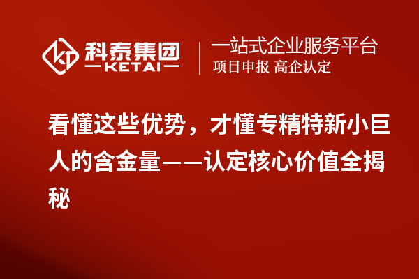 看懂這些優(yōu)勢，才懂專精特新小巨人的含金量——認定核心價值全揭秘